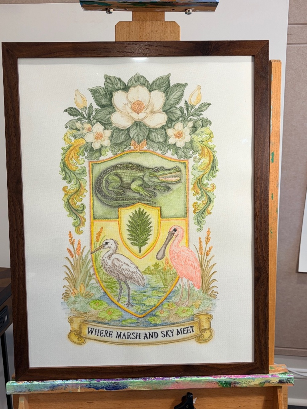 Original 18x24 Watercolor & Acrylic Lowcountry Coastal Wildlife Art